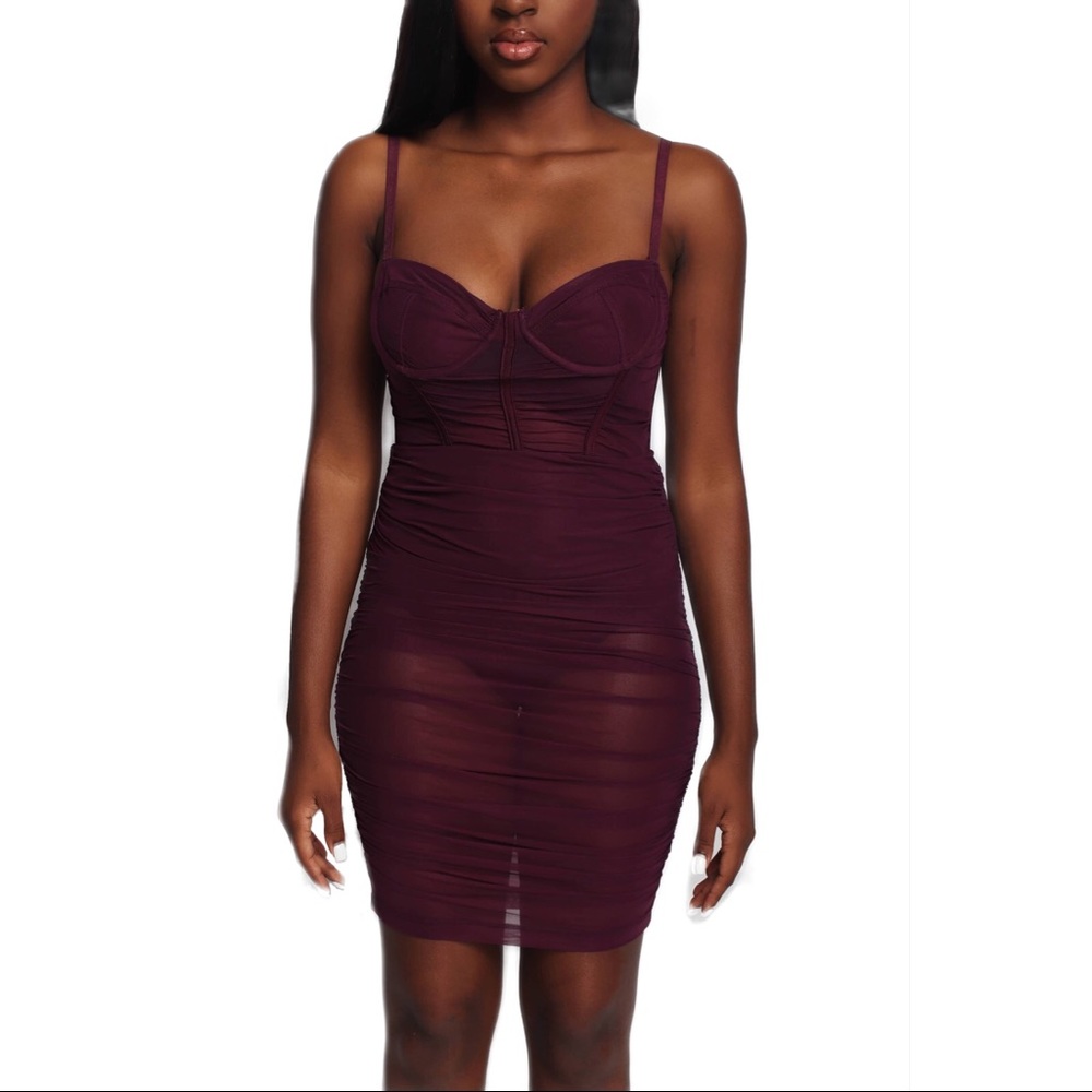 Burgundy Mesh Dress